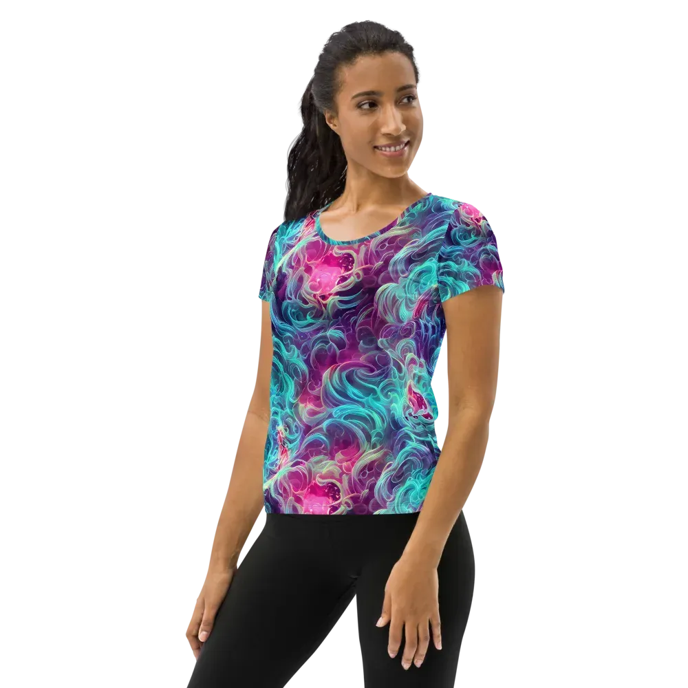 Galactic Bloom on Women's Athletic T-Shirt — Left