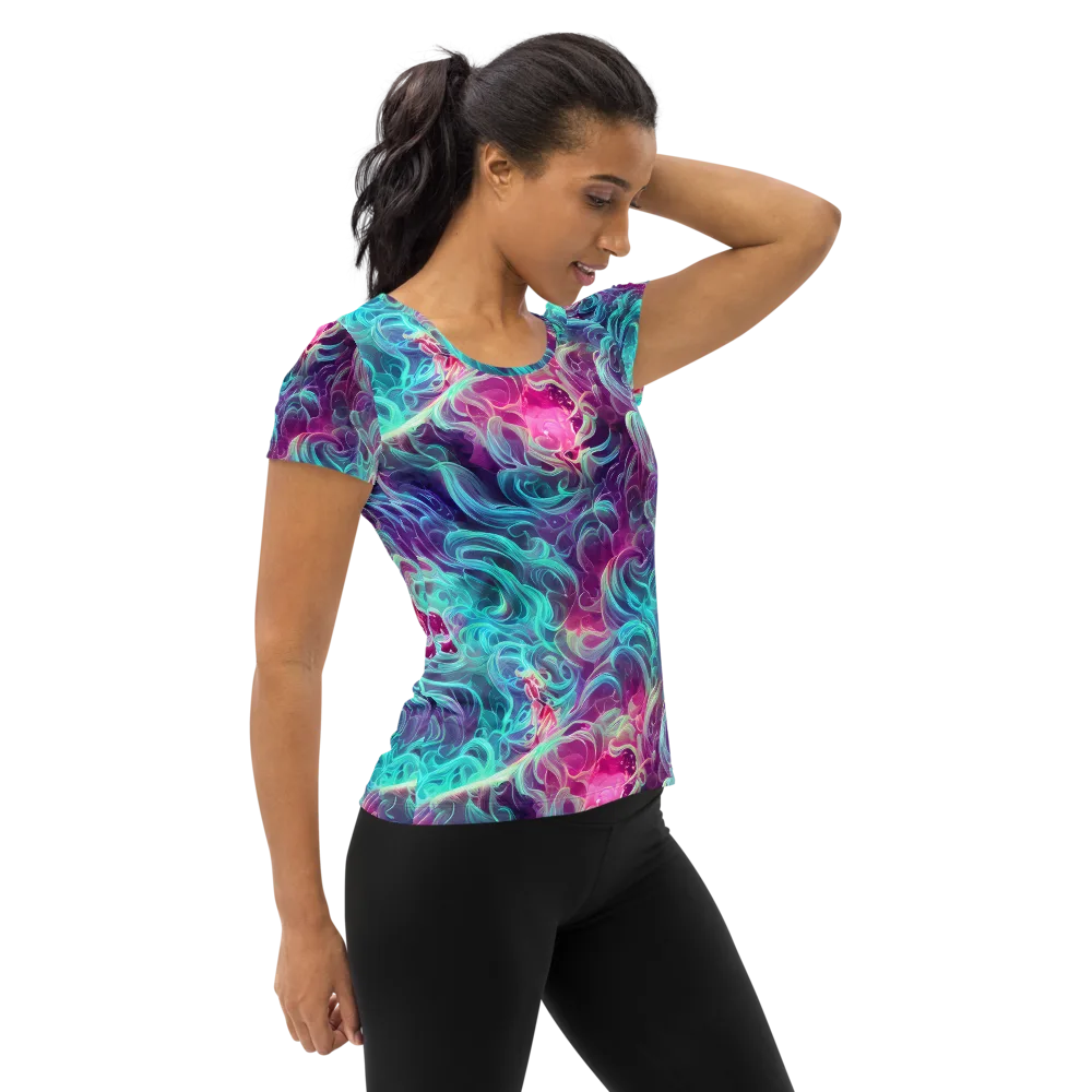 Galactic Bloom on Women's Athletic T-Shirt — Right