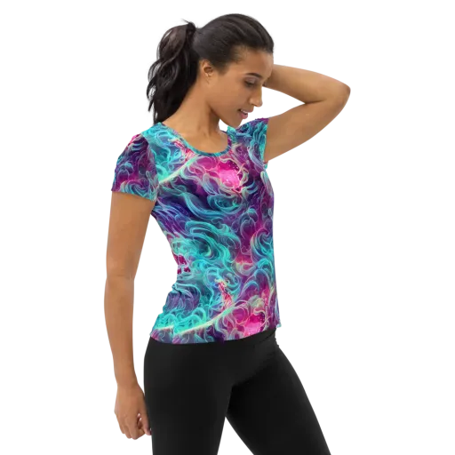 Galactic Bloom on a Women's Athletic T-Shirt