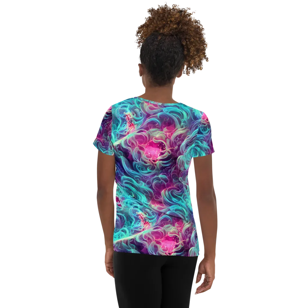 Galactic Bloom on Women's Athletic T-Shirt — Back