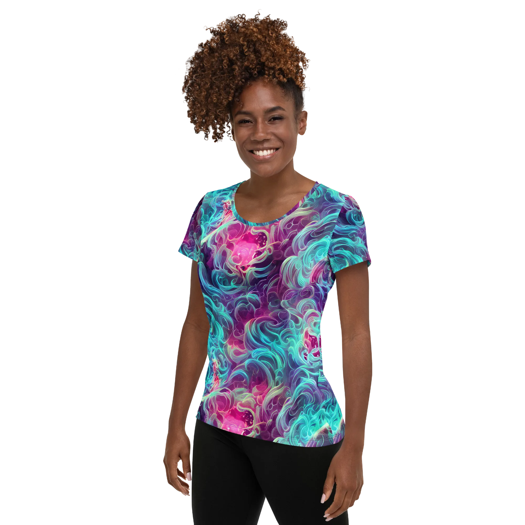 Galactic Bloom on Women's Athletic T-Shirt — Left