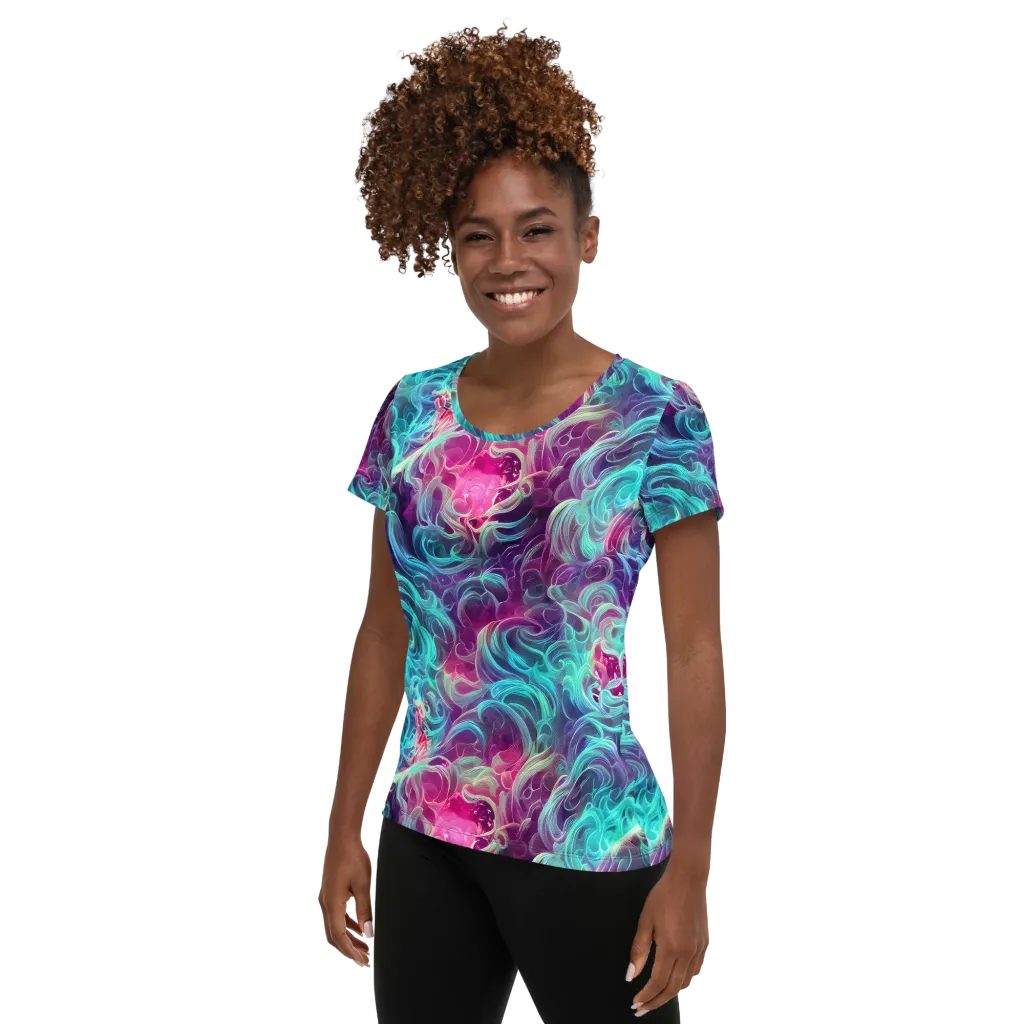 Galactic Bloom on Women's Athletic T-Shirt — Left
