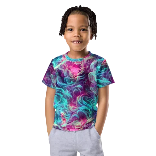 Galactic Bloom on a Kids Crew Neck T-Shirt