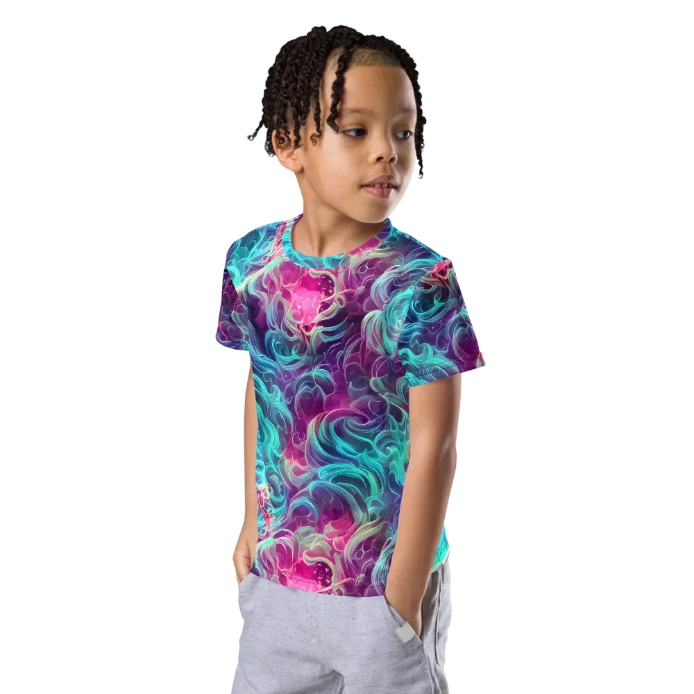 Galactic Bloom on Kids Crew Neck T-Shirt — Left Front