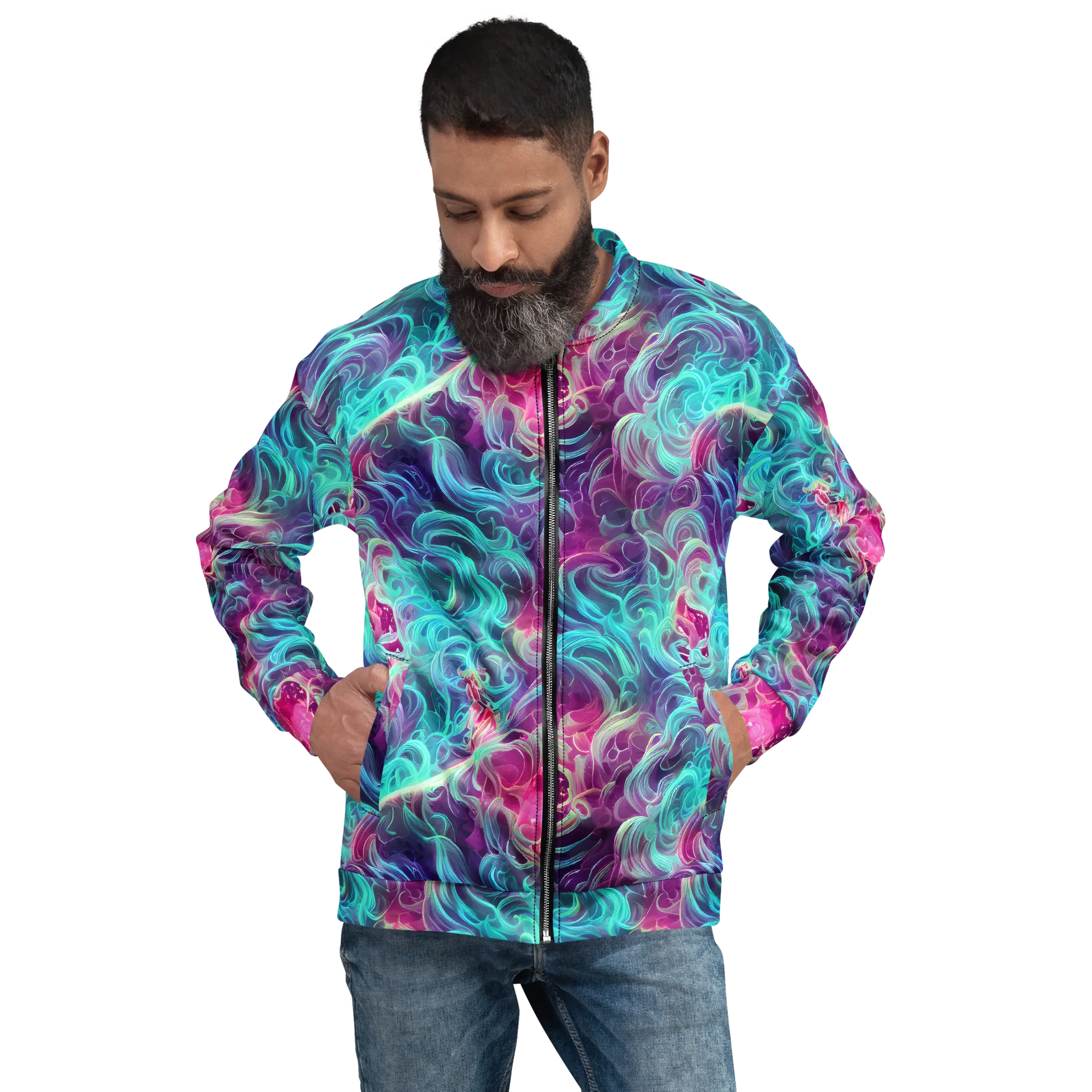 Galactic Bloom on Bomber Jacket — Front