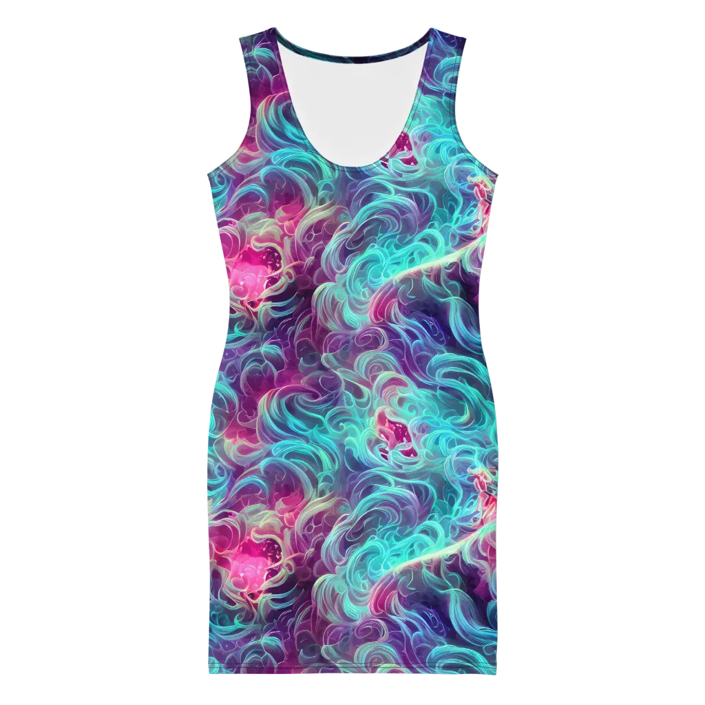Galactic Bloom on Bodycon Dress — Front