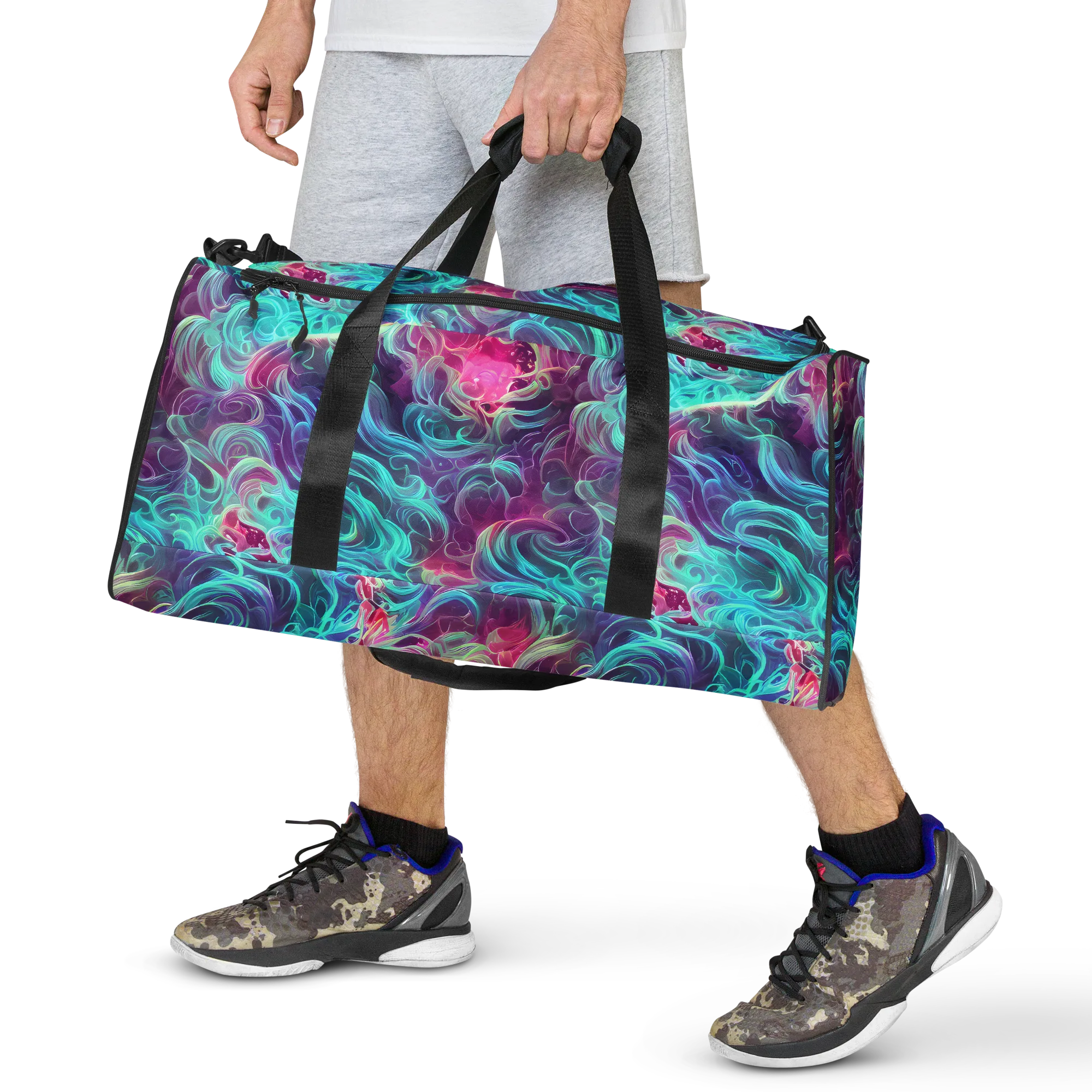 Galactic Bloom on Duffle Bag — Front