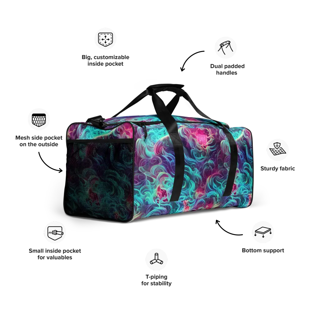 Galactic Bloom on Duffle Bag — Right Front