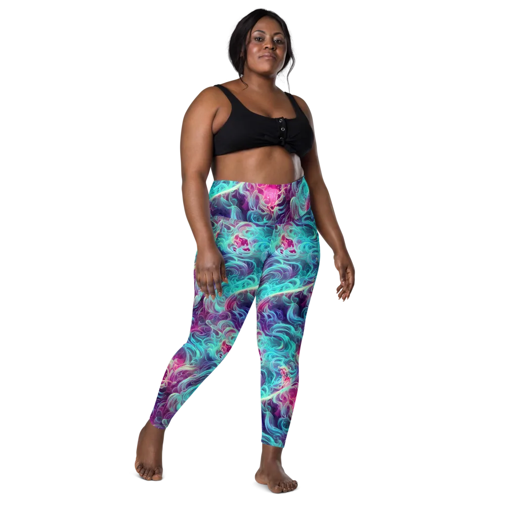Galactic Bloom on Leggings with Pockets — Front