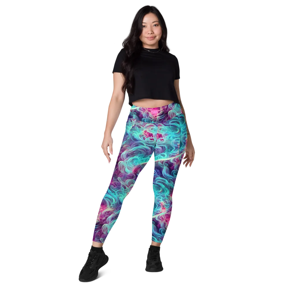Galactic Bloom on Leggings with Pockets — Front