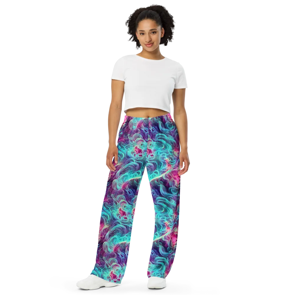 Galactic Bloom on Wide-Leg Pants — Front