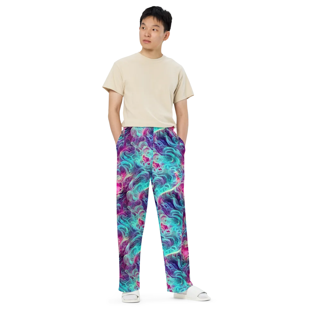 Galactic Bloom on Wide-Leg Pants — Front