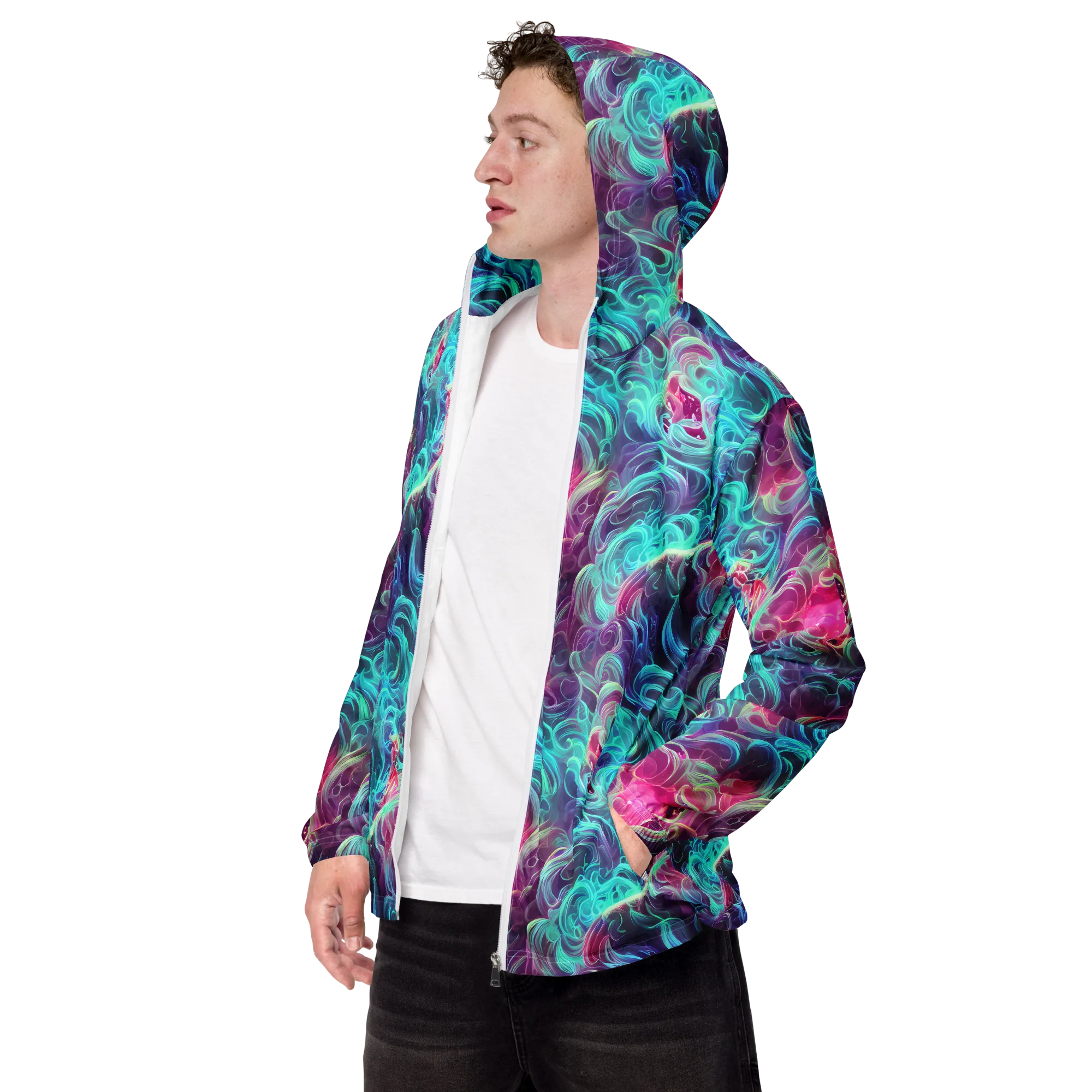 Galactic Bloom on Men's Windbreaker — Left Front