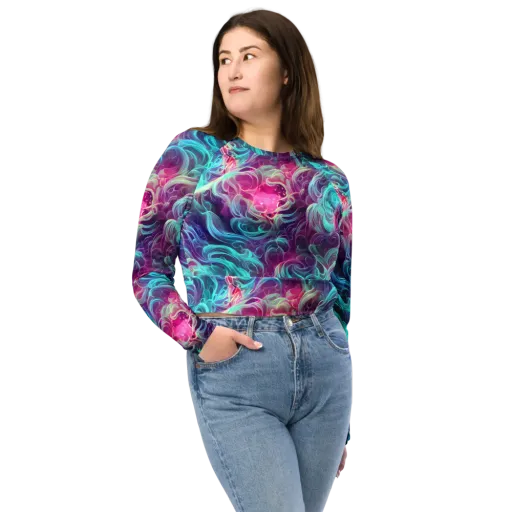 Galactic Bloom on a Long Sleeve Crop Top