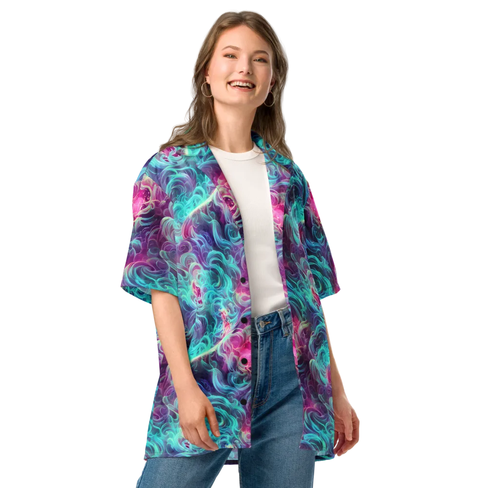 Galactic Bloom on Button Shirt — Front