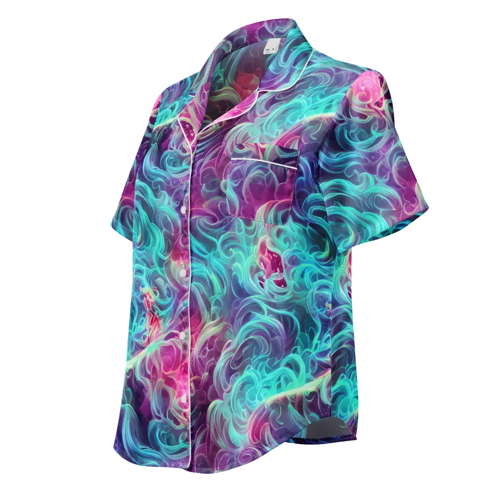 Galactic Bloom on Women's Short Sleeve Pajama Top — Left Front