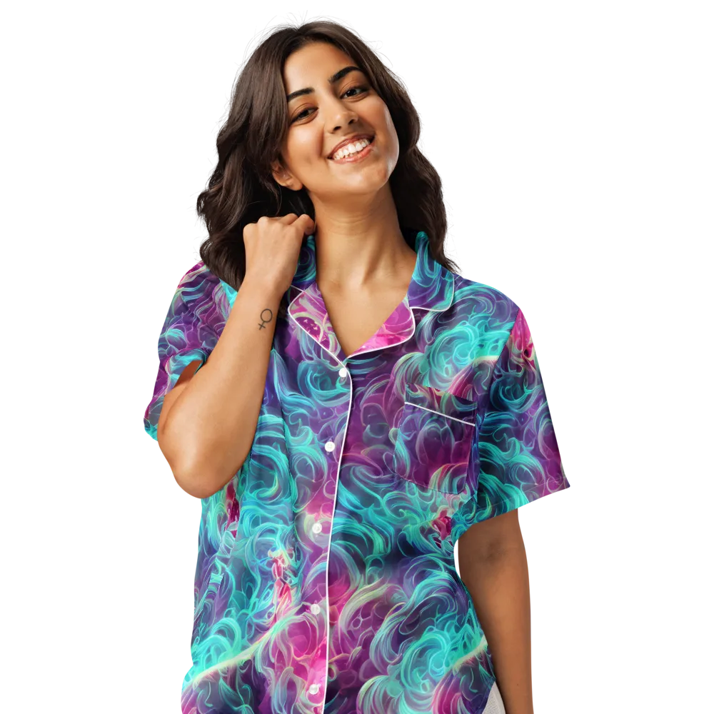 Galactic Bloom on Women's Short Sleeve Pajama Top — Front