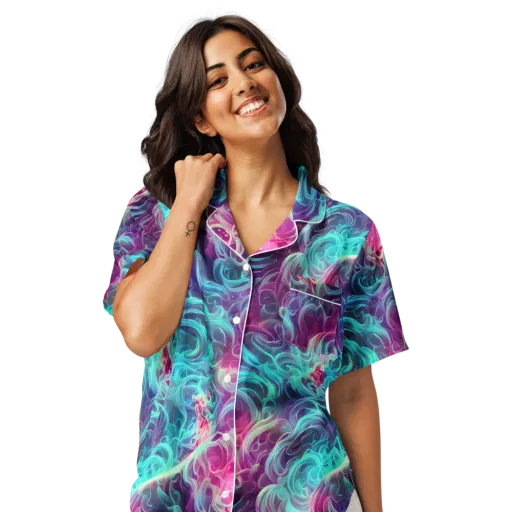 Galactic Bloom on a Women's Short Sleeve Pajama Top