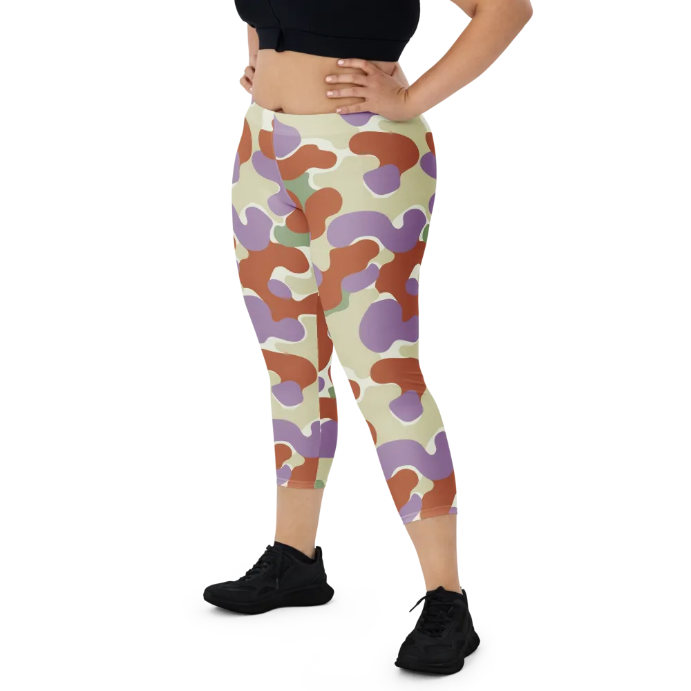 Lavender Camo on Capri Leggings — Front
