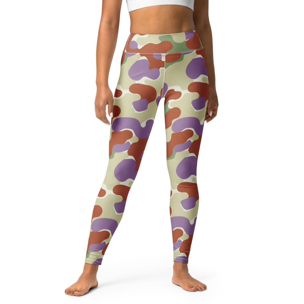 Lavender Camo on Yoga Leggings — Front