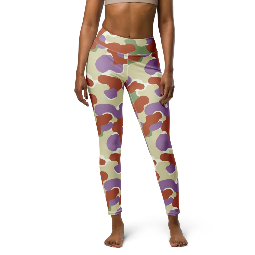 Lavender Camo on Yoga Leggings — Front