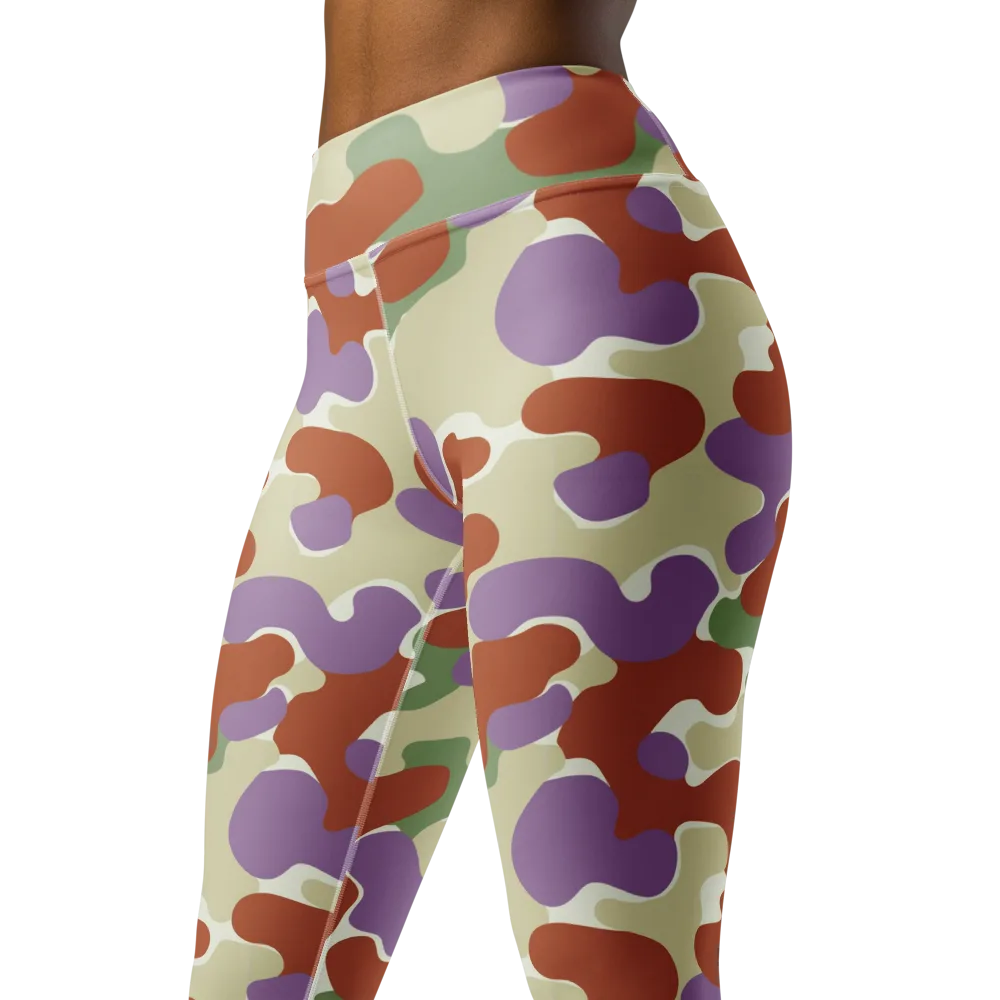 Lavender Camo on Yoga Leggings — Left Front