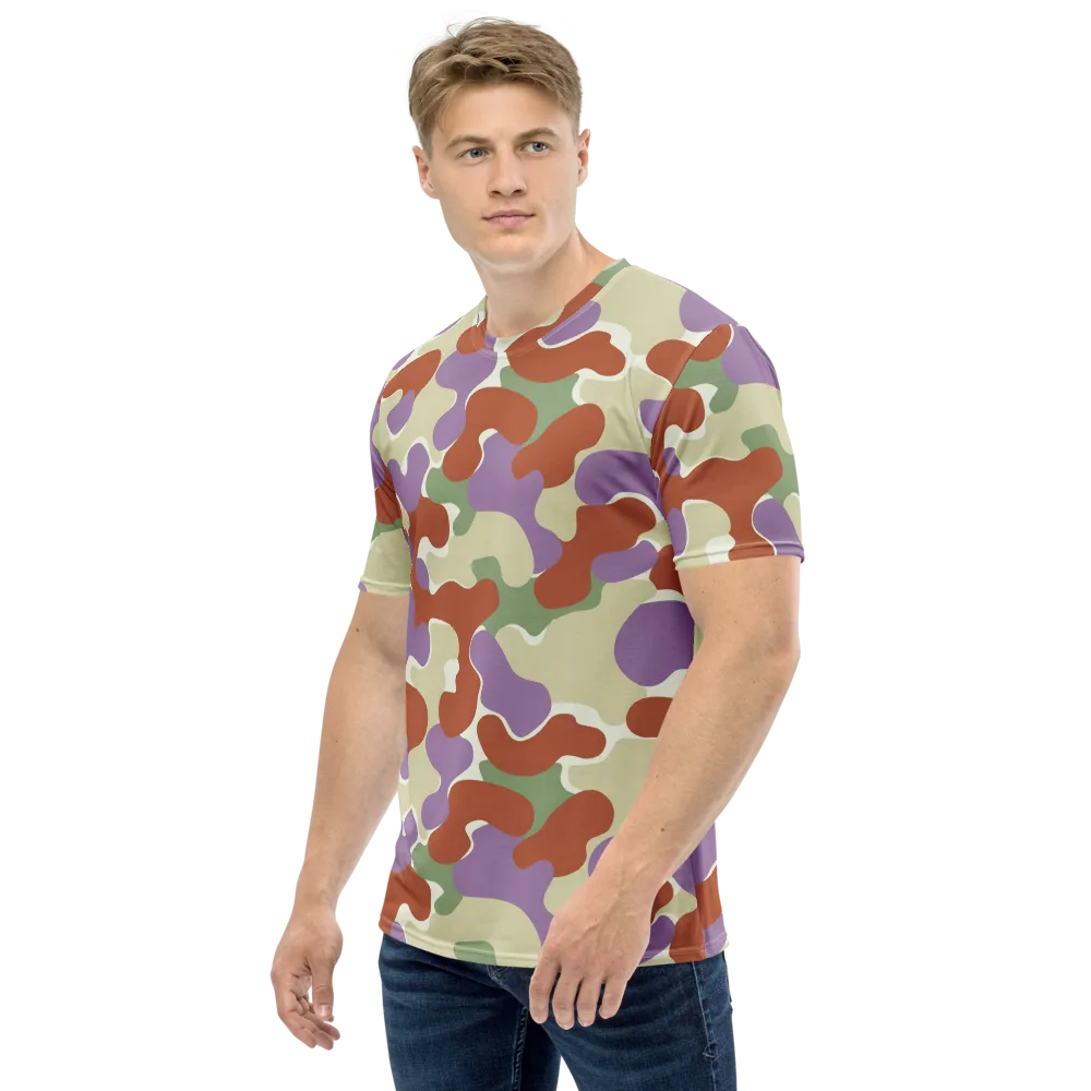 Lavender Camo on Men's Crew Neck T-Shirt — Left