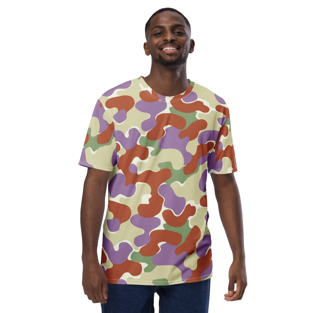 Lavender Camo on Men's Crew Neck T-Shirt — Front