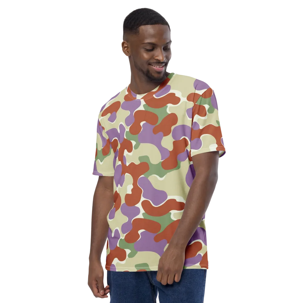 Lavender Camo on Men's Crew Neck T-Shirt — Left
