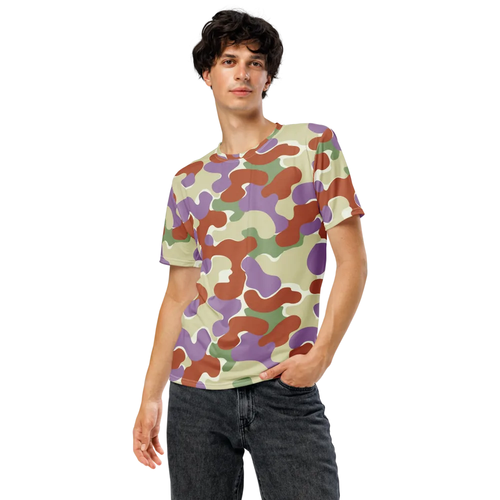 Lavender Camo on Men's Crew Neck T-Shirt — Front