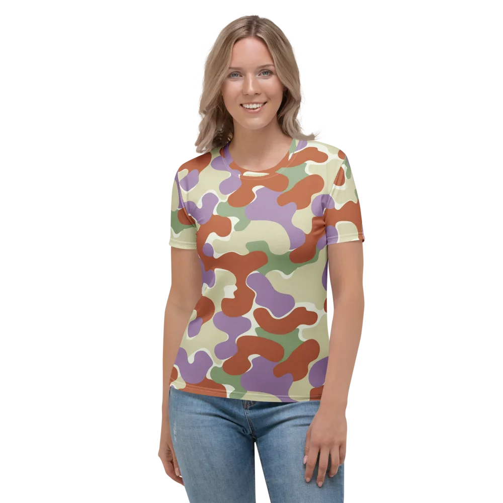 Lavender Camo on Women's Crew Neck T-Shirt — Front