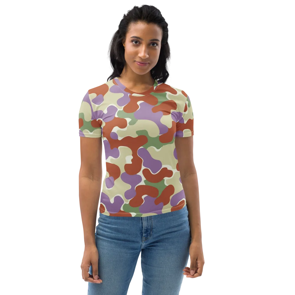 Lavender Camo on Women's Crew Neck T-Shirt — Front