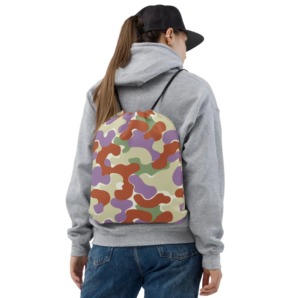 Lavender Camo on Drawstring Bag — Front