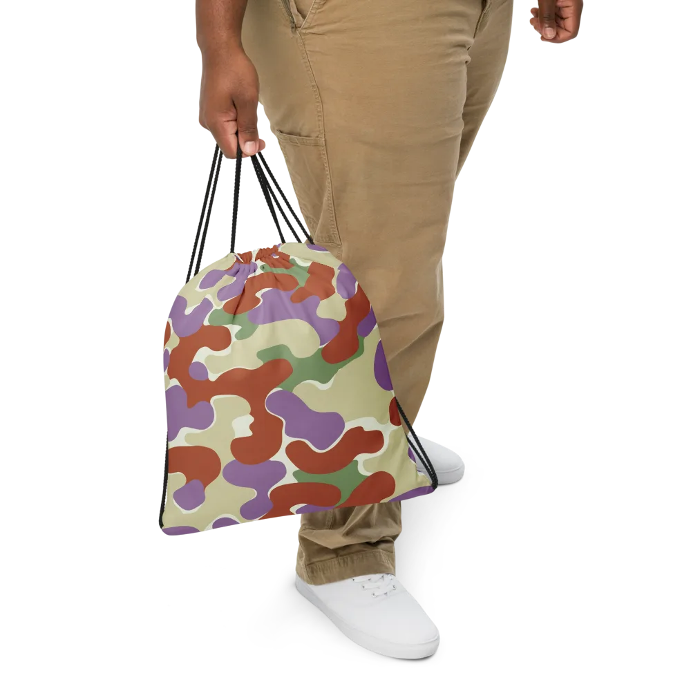 Lavender Camo on Drawstring Bag — Front