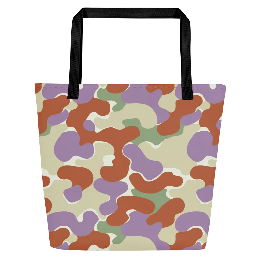 Lavender Camo on Large Tote Bag W/ Pocket — Front