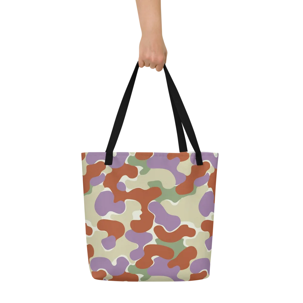 Lavender Camo on Large Tote Bag W/ Pocket — Front