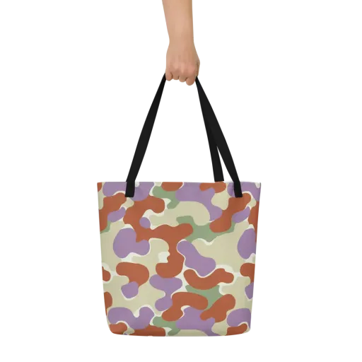 Lavender Camo on a Large Tote Bag W/ Pocket
