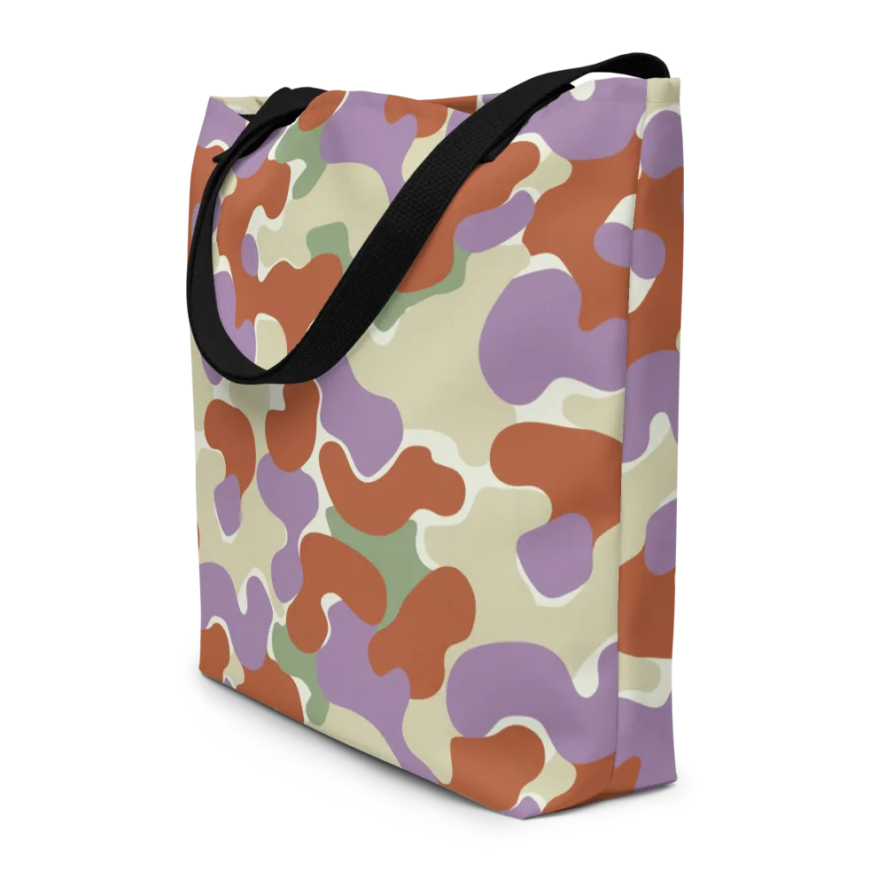 Lavender Camo on Large Tote Bag W/ Pocket — Front