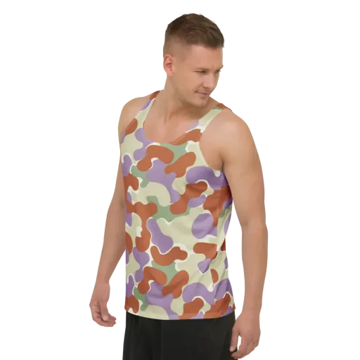 Lavender Camo on a Men's Tank Top