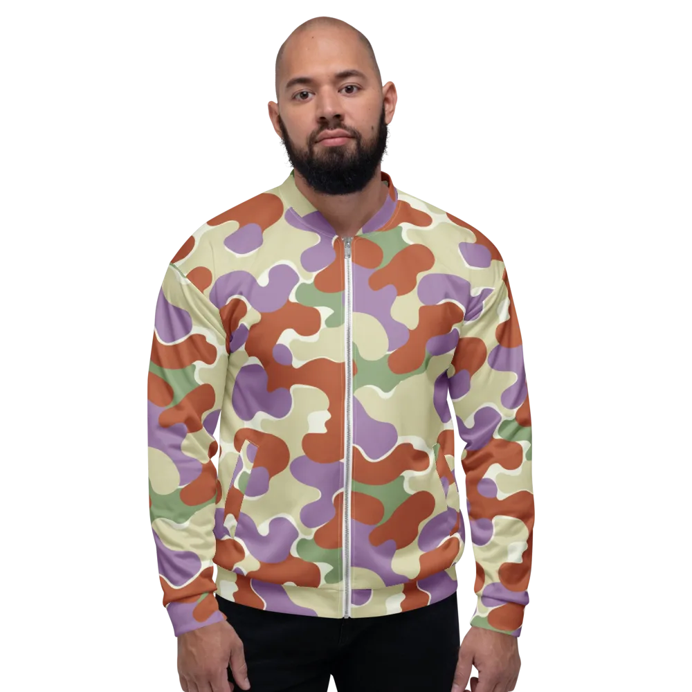 Lavender Camo on Bomber Jacket — Front