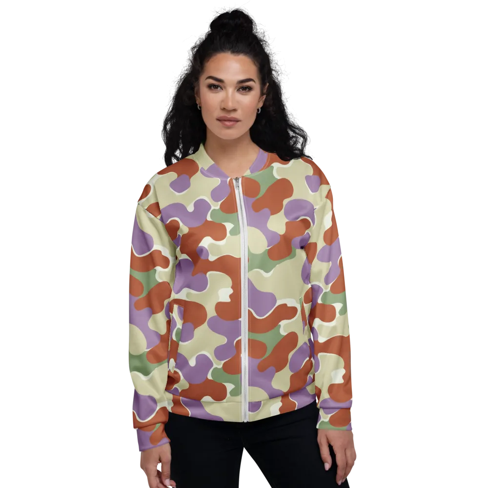 Lavender Camo on Bomber Jacket — Front