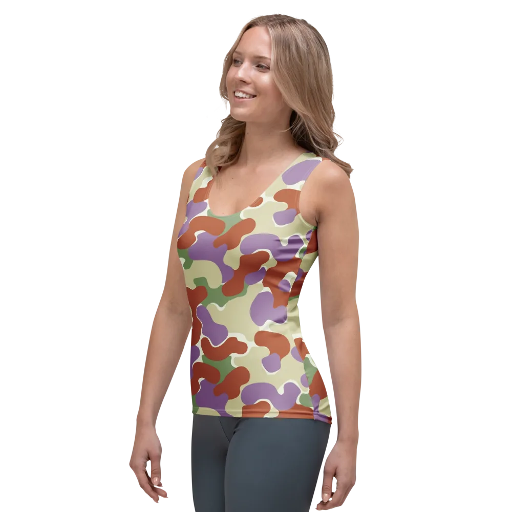 Lavender Camo on Women's Tank Top — Left Front