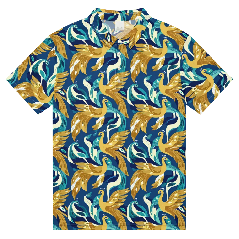 Gilded Peacock Tide on Men's Slim Fit Polo Shirt — Front