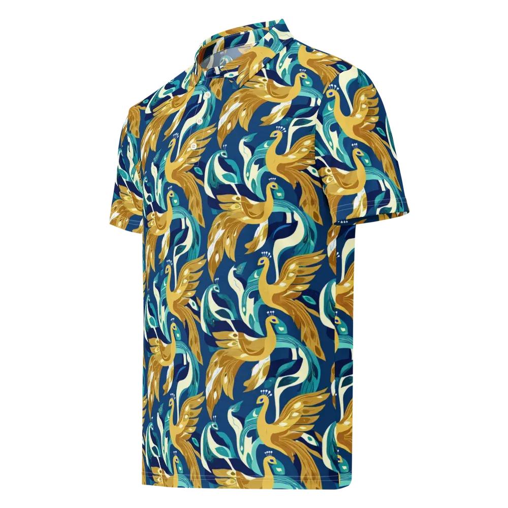 Gilded Peacock Tide on Men's Slim Fit Polo Shirt — Left Front