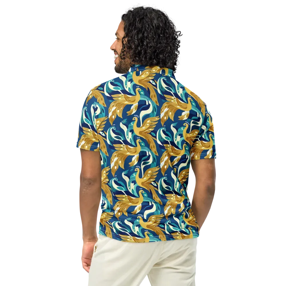 Gilded Peacock Tide on Men's Slim Fit Polo Shirt — Back