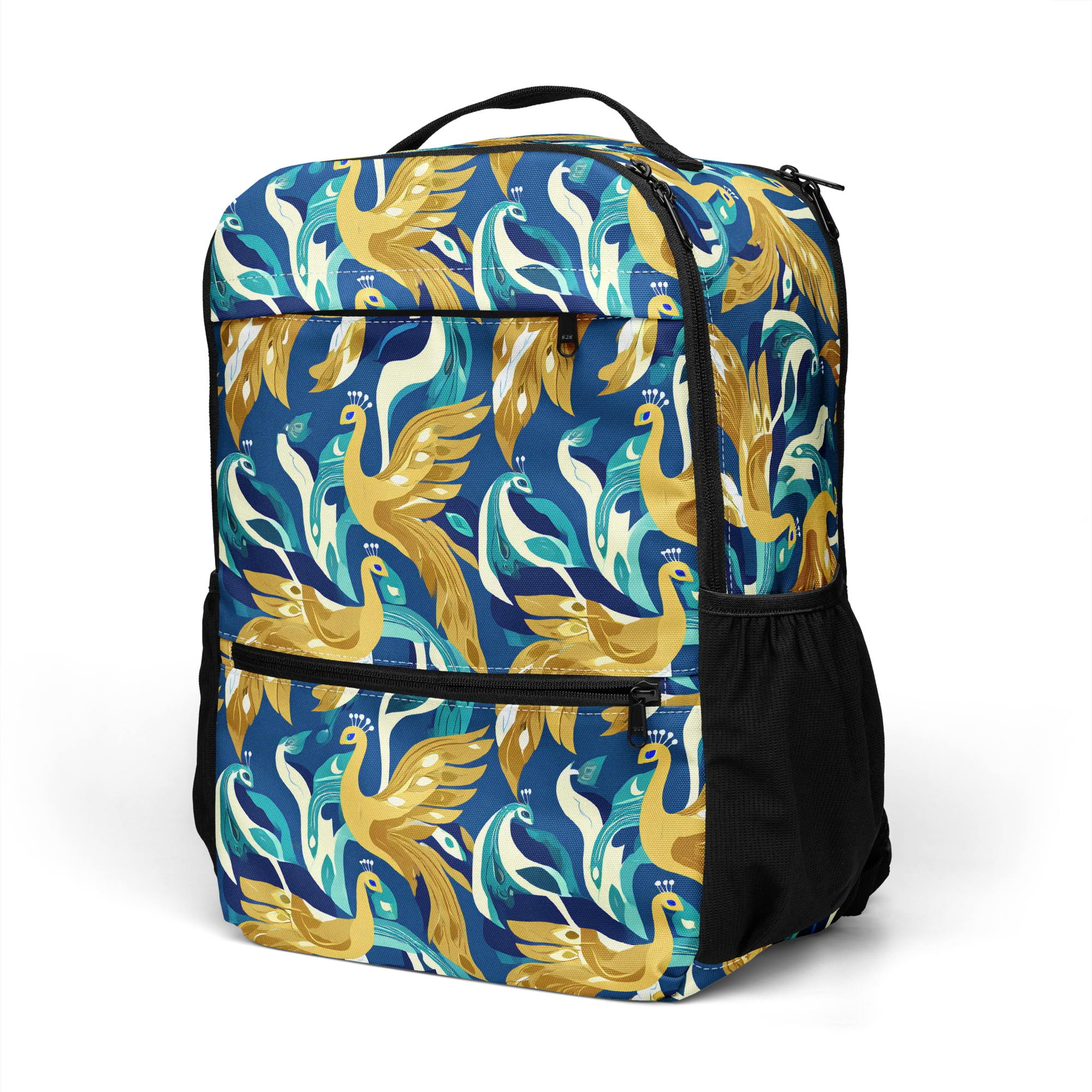 Gilded Peacock Tide on Utility Backpack — Left Front