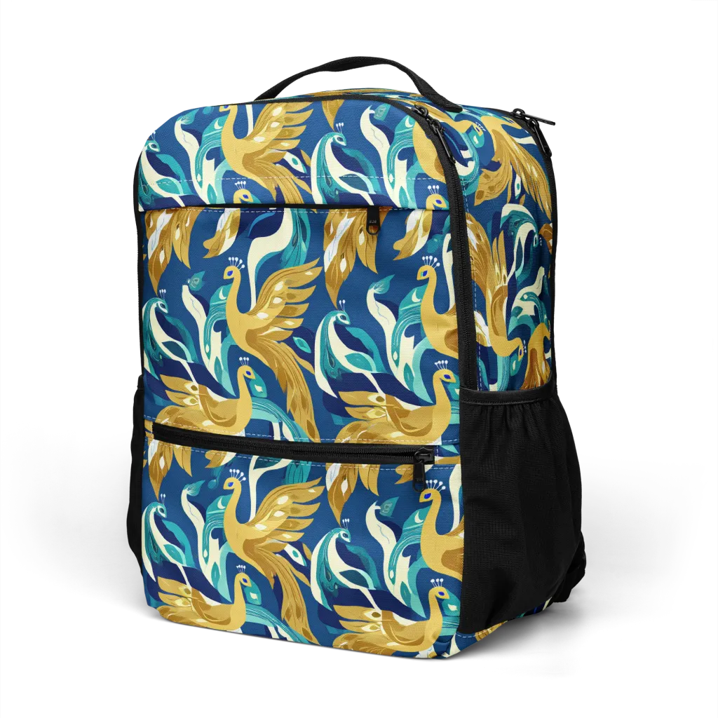 Gilded Peacock Tide on Utility Backpack — Left Front