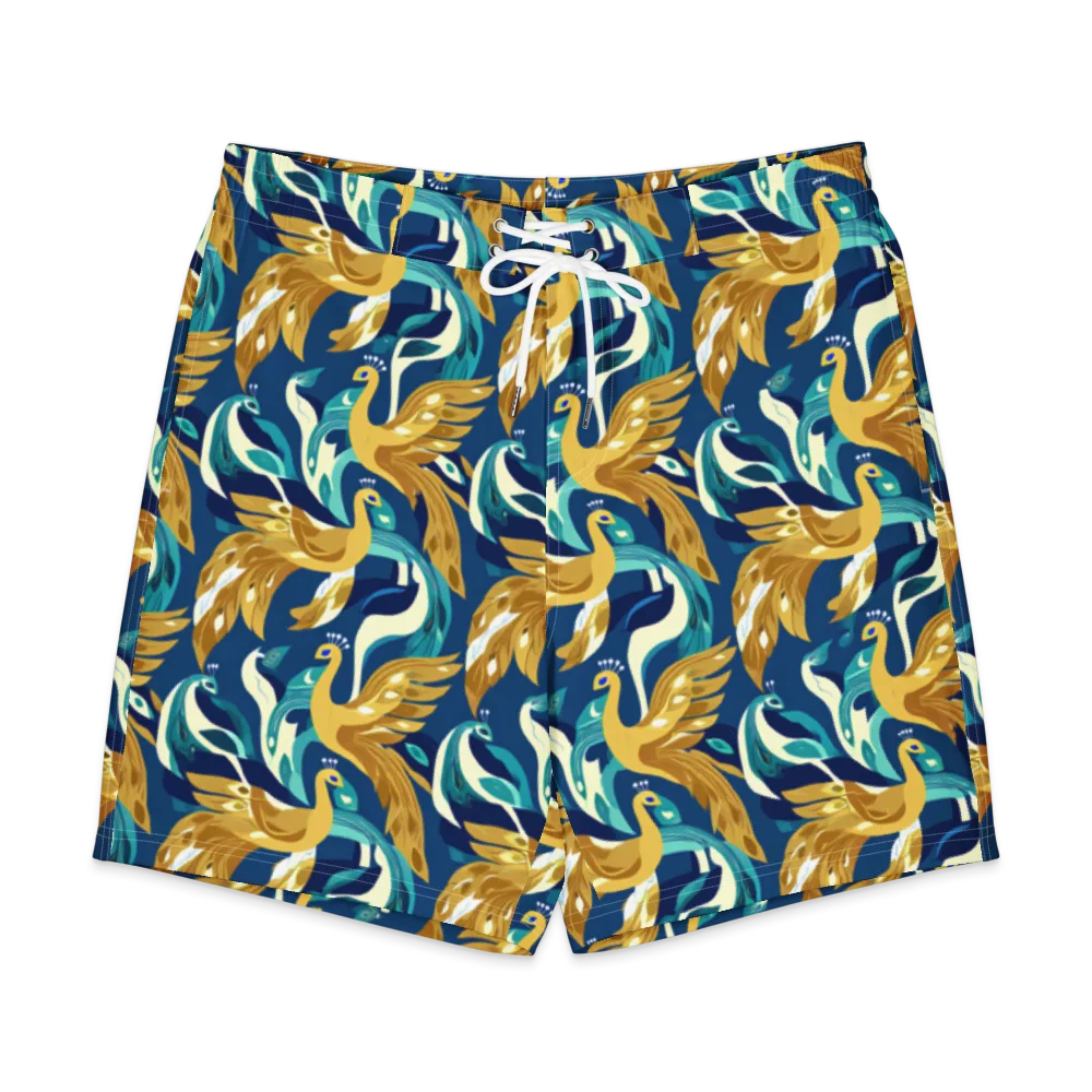 Gilded Peacock Tide on Men's Board Shorts — Front