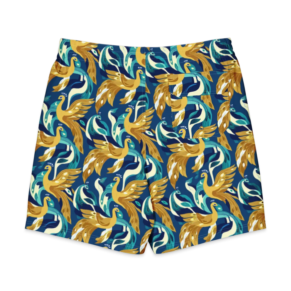 Gilded Peacock Tide on Men's Board Shorts — Back