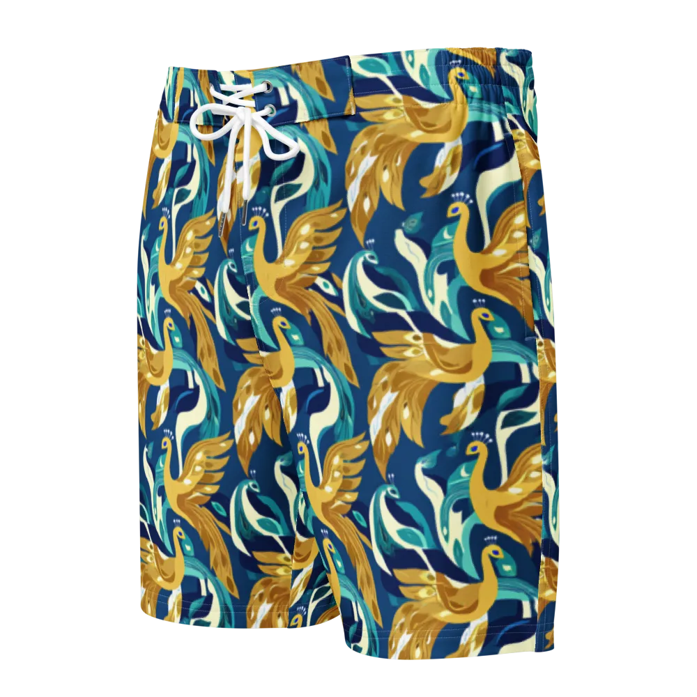 Gilded Peacock Tide on Men's Board Shorts — Front